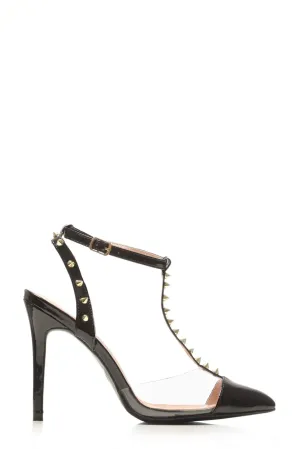 Alesha t-bar anklestrap studded heel