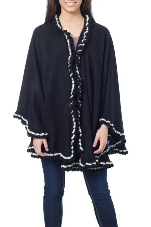 Andean Snow Princess in Black Alpaca Blend Cape