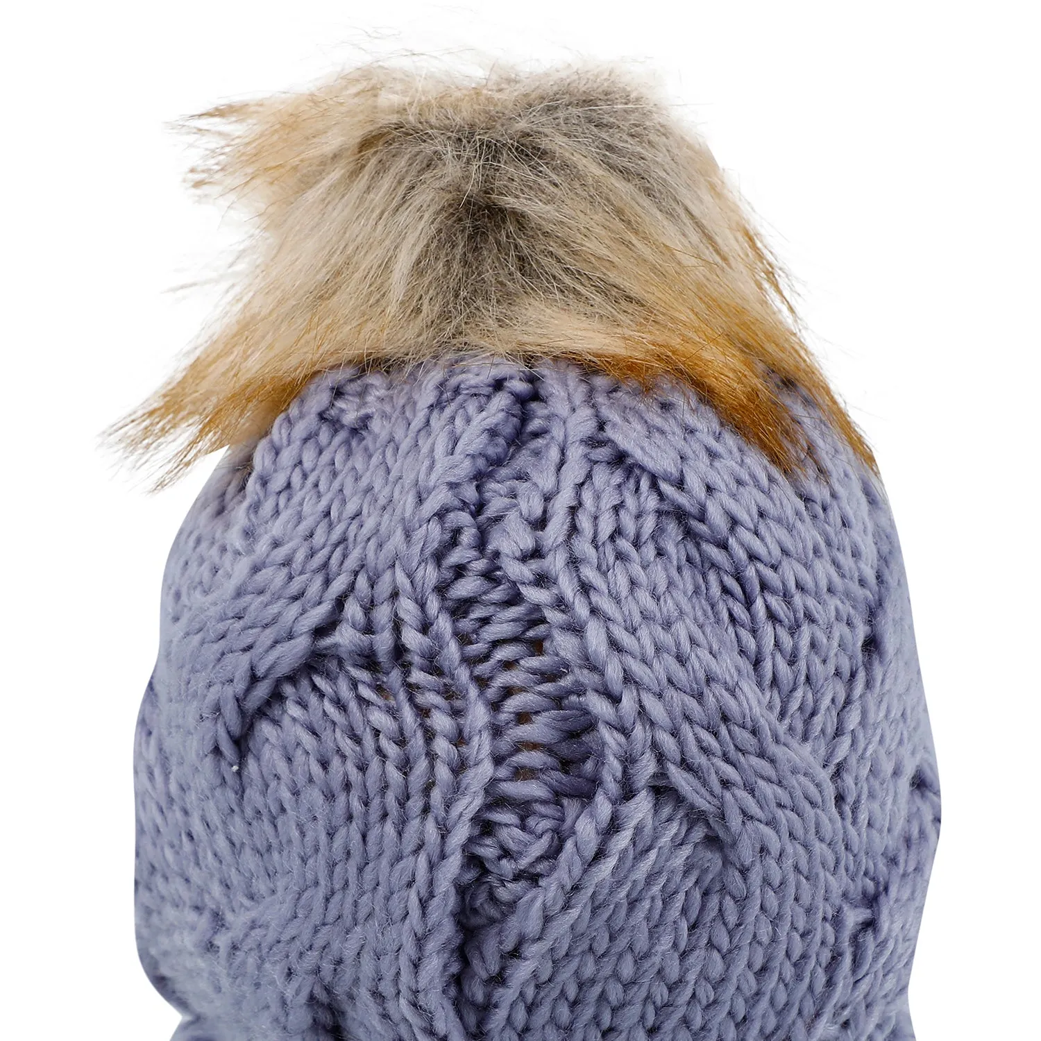 Baby Moo Pom Pom Knitted Woollen Cap - Grey