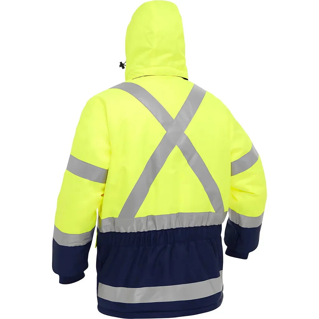 Bisley 343M6450X-YLNV/5X ANSI Type R Class 3 and CSA Z96 Class 2 X-Back Extreme Cold Jacket with Navy Bottom