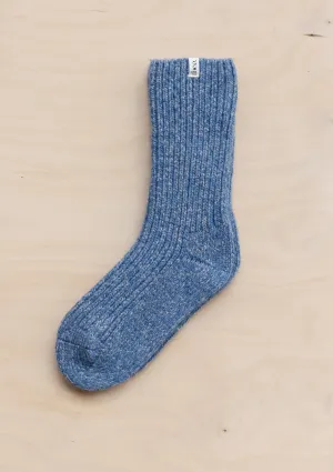 Cashmere & Merino Socks in Blue Fleck