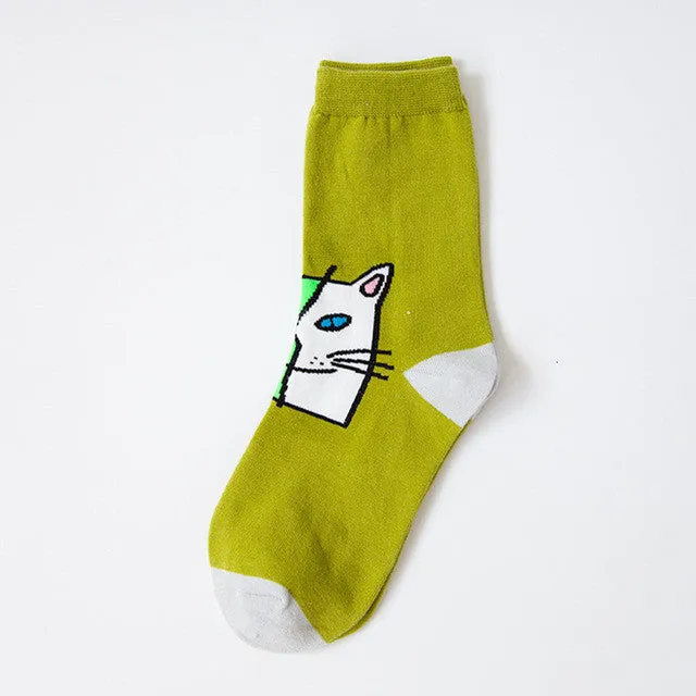 Casual Cartoon Hip Cat Socks (Breathable CoolMax Socks)