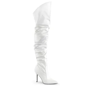 CLASSIQUE-3011  White Faux Leather Thigh High Sexy Clearance Boots