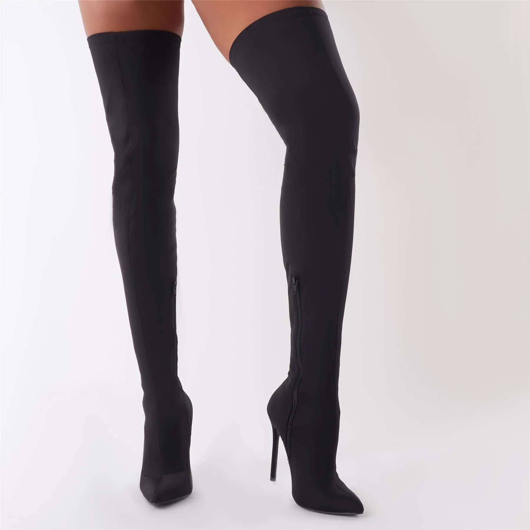 Darin' Over The Knee Boots in Black Stretch