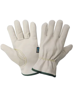 Global Glove Cowhide Leather Insulated Driver Style Retail-Tagged Gloves - Beige