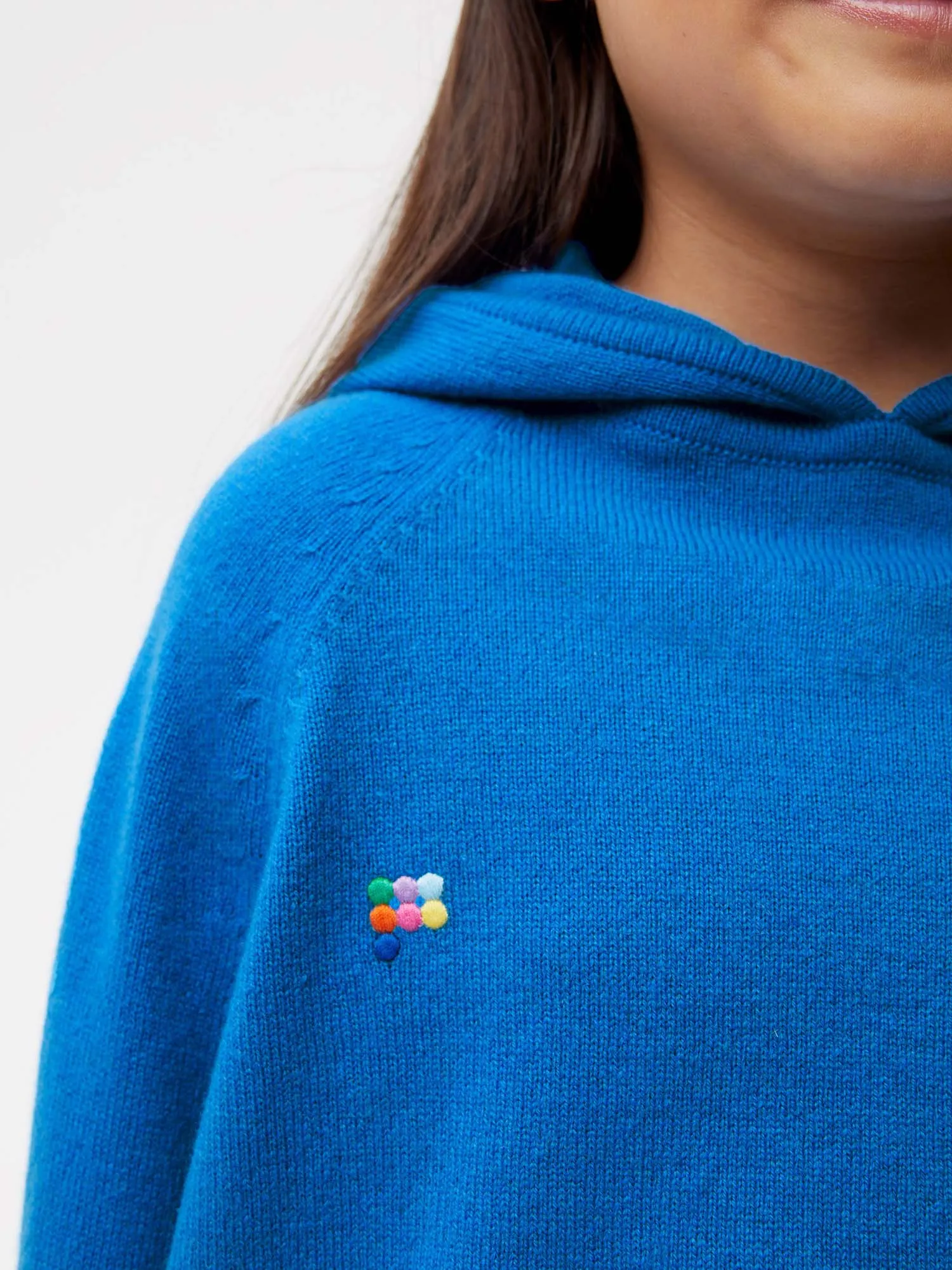 Kids' Recycled Cashmere Hoodie—cerulean blue