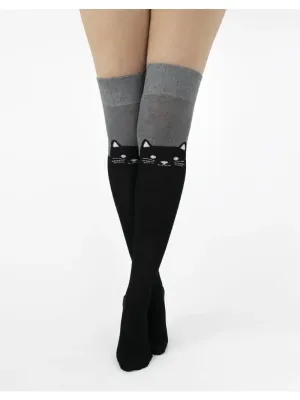 Kittycat Over The Knee Socks in Grey