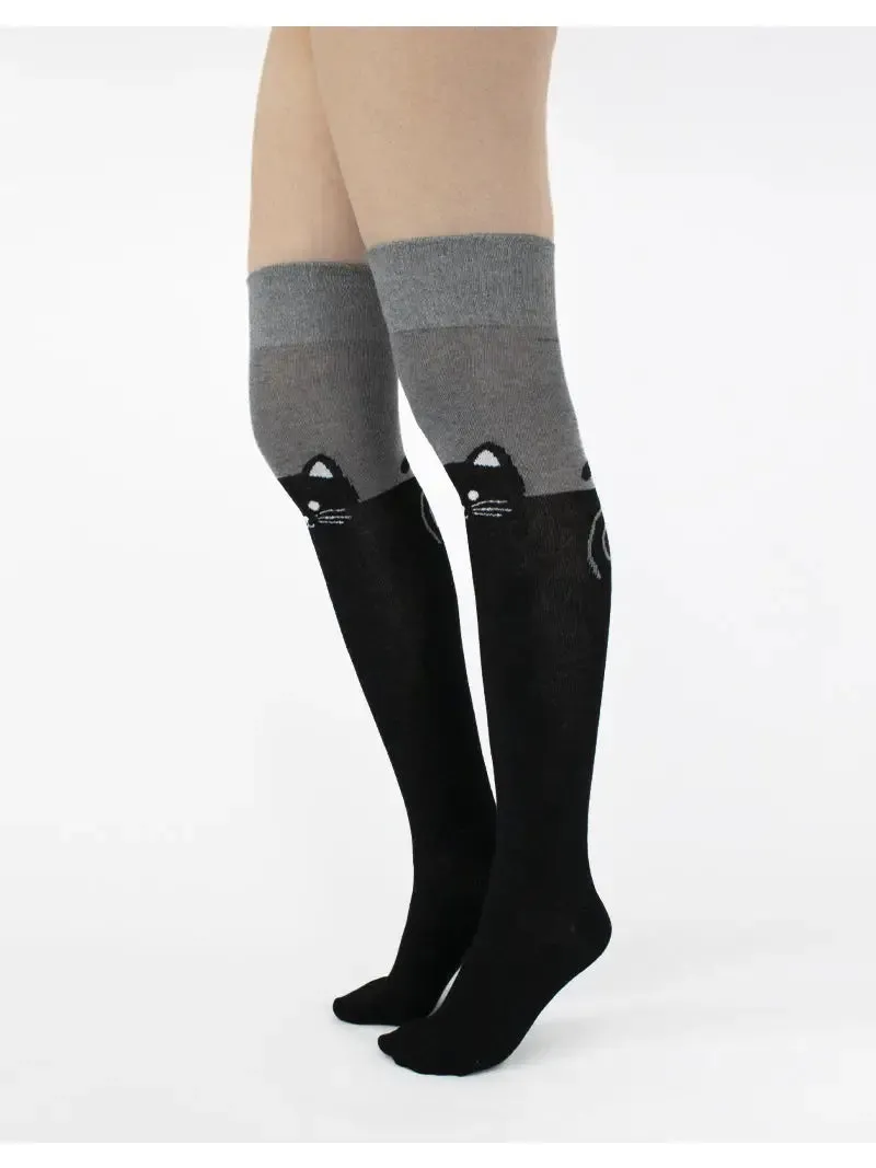 Kittycat Over The Knee Socks in Grey