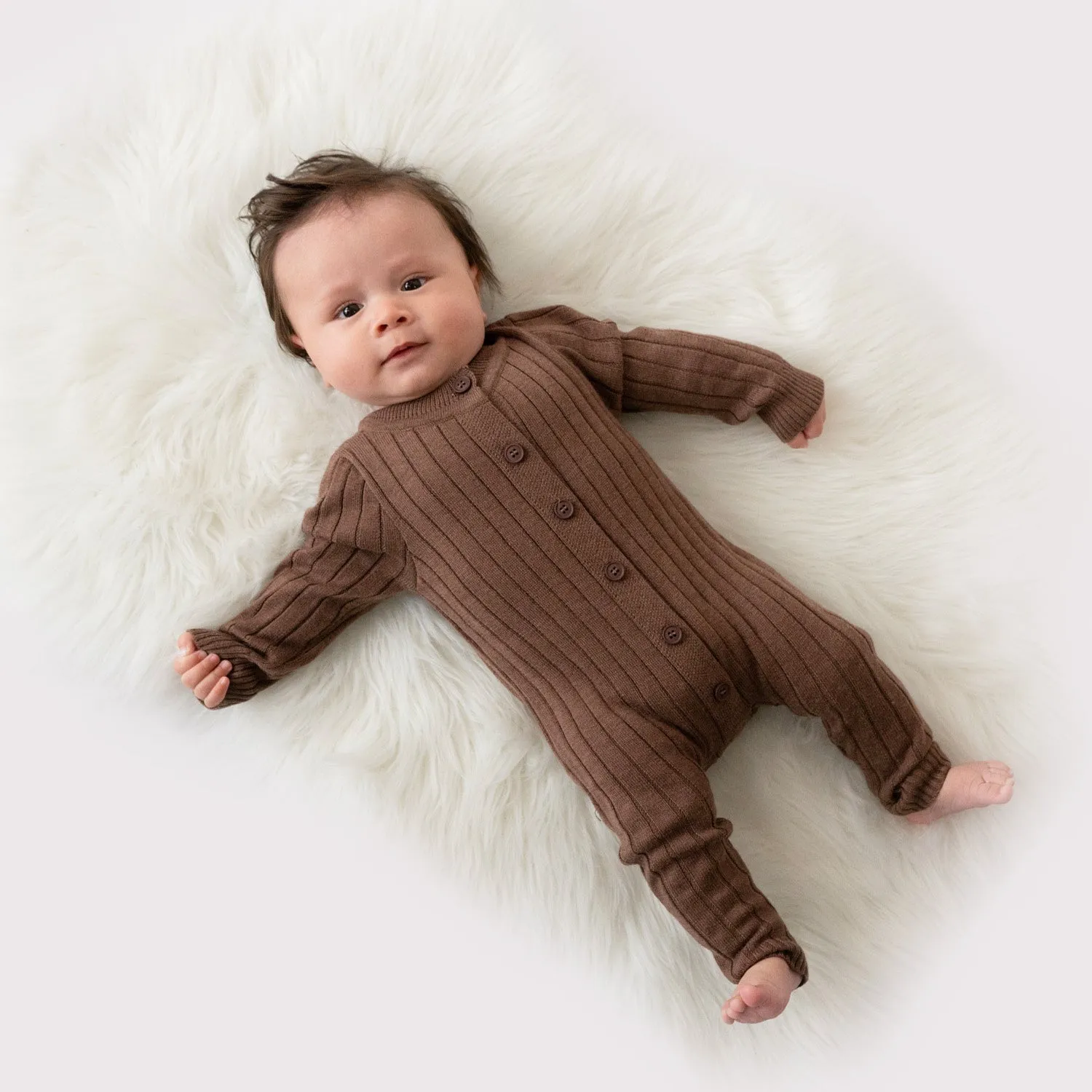 Knit Bamboo Romper - Walnut