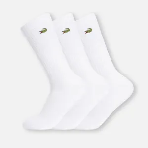 Men's Lacoste Embroidered White Sports Socks x 3 Pairs