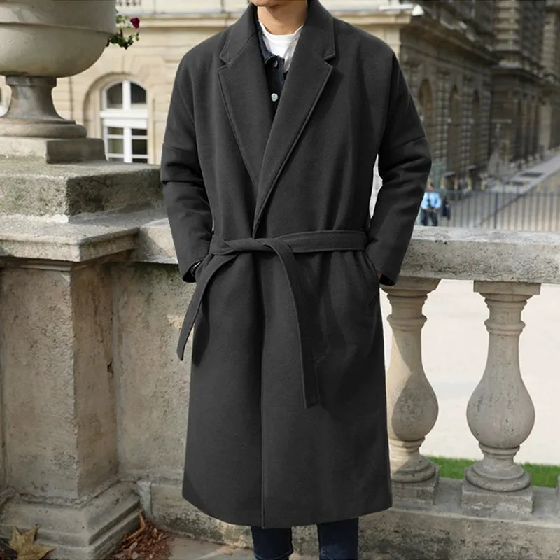 Men's Thickened Warm Over-The-Knee Woolen Coat