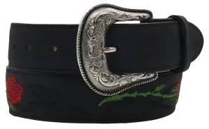 Silverton Rose All Leather Western Belt (Black)