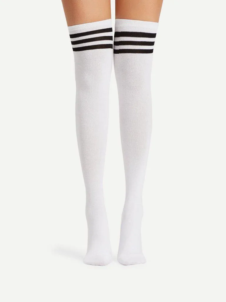 Striped Over The Knee Socks 2pairs