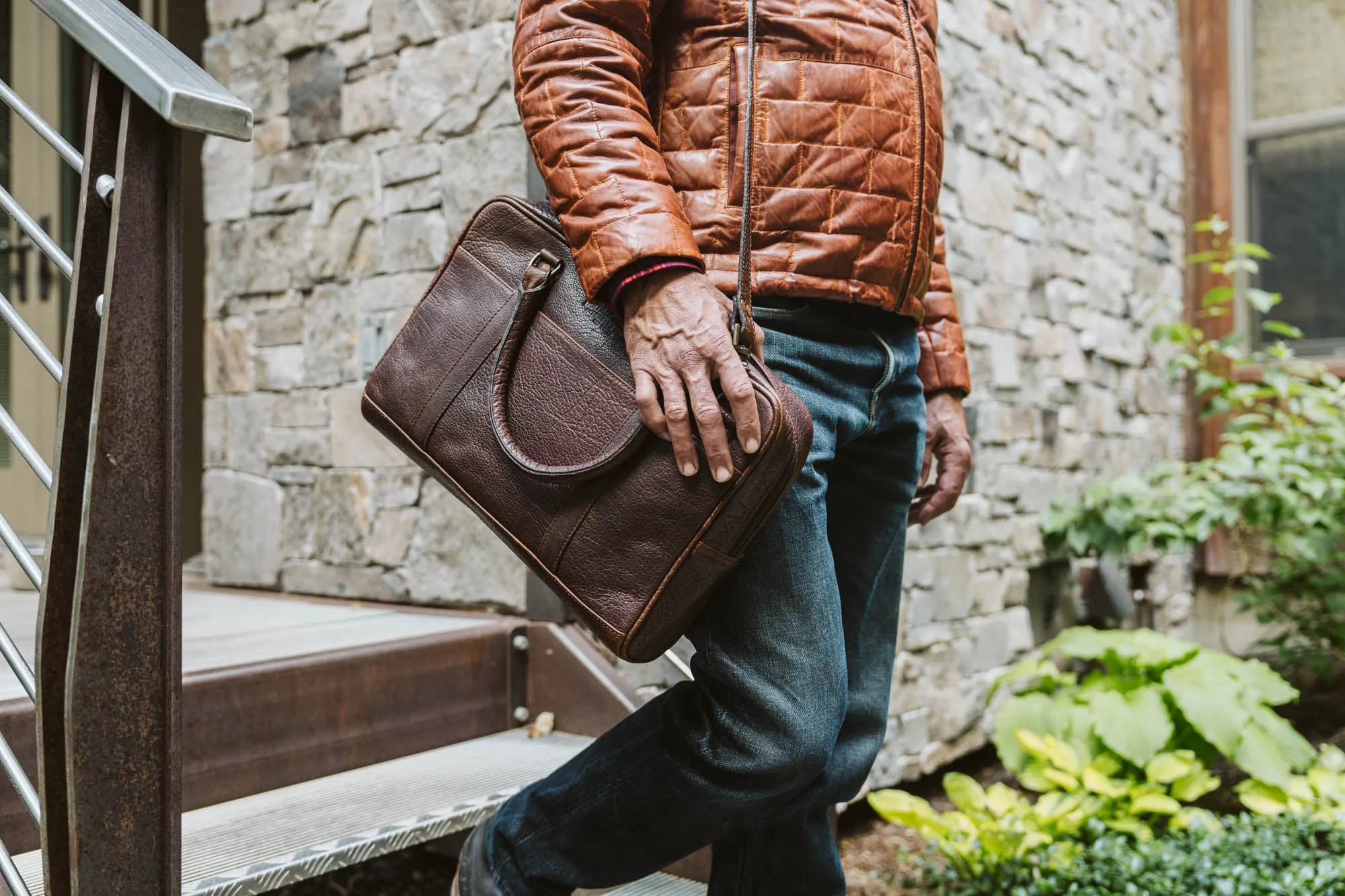 Teton Leather Light Down Jacket | Whiskey Brown