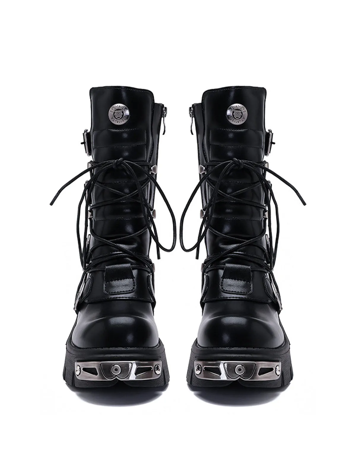 Thesupermade Metal Punk Style Workwear Platform Boots - 2199